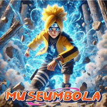 a poster with a cartoon character and the words museumbola on it