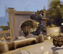 a video game character is jumping in the air