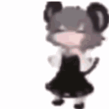 a cartoon mouse is wearing a black dress and a white shirt .