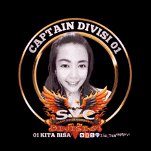 a picture of a woman in a circle that says captain divisi 01