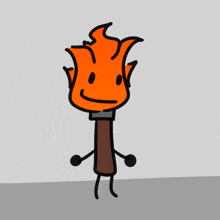 a drawing of a torch with a face on it