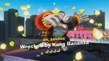 a video game character is wrecked by kong banana
