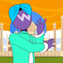 a cartoon of a man wearing a turban with a w on it