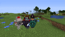 a group of minecraft characters pose for a picture together