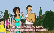 Cranberry Sauce Mashed Potato GIF - Cranberry Sauce Mashed Potato Pass The Cranberry Sauce GIFs