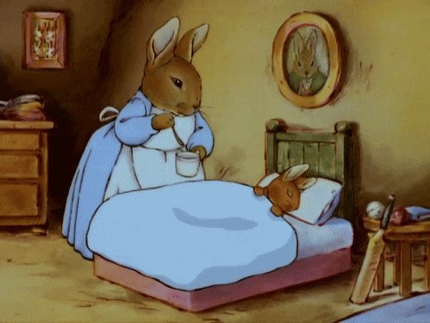 Josephine makes some tea for Peter who is in bed