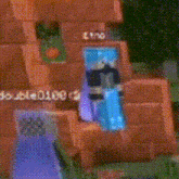 a close up of a brick wall with a purple object in the foreground .