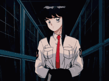 a woman in a white shirt and red tie has a badge on her arm that says ' s.p.d. '