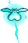 a pixel art drawing of a bird with a lightning bolt coming out of its mouth .