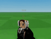 a cartoon character named bryce is standing in the grass