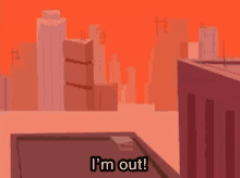 a cartoon elephant says i 'm out