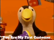 Paz The Penguin You Are My First Customer GIF - Paz The Penguin You Are My First Customer First Customer GIFs