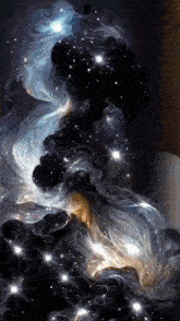 a painting of a galaxy with lots of stars and smoke