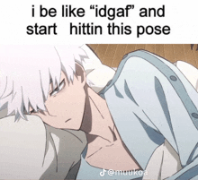 a picture of a person with a caption that says " i be like " idgaf " and start hittin this pose "