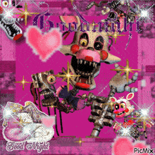 a picture of mangle from five nights at freddy 's and the words good night