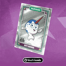 a card with a narwhal on it that says ' veefriends ' on it