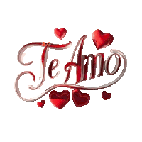 the word te amo is on a white background with red hearts around it