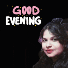 a picture of a woman says good evening sim