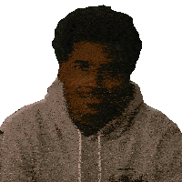 a man wearing a gray hoodie with the letter u on it