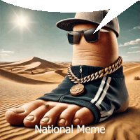 a picture of a giant foot wearing sunglasses and a chain with the caption national meme