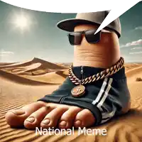 a picture of a giant foot wearing sunglasses and a chain with the caption national meme
