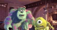 sully mike monsters inc excited celebrating