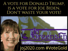 Jo Jorgensen Jo Jorgensen For President GIF - Jo Jorgensen Jo Jorgensen For President Vote Gold GIFs