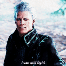 a man in a black jacket says " i can still fight "