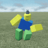 a roblox character with a crown on his head is dancing in the grass