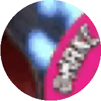 a close up of a pink and blue circle with the word shaving on it