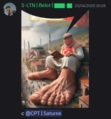 a painting of a man sitting on a ledge reading a book with giant feet