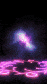 a dark background with a purple and blue glowing circle