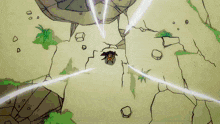 a cartoon drawing of a person in a cave