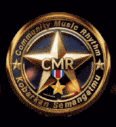 the logo for community music rhythm has a star in the middle