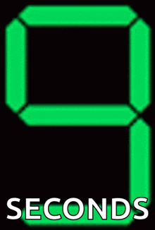 a digital clock displays the number eight and the words seconds below it