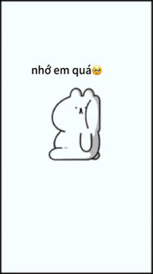 a black and white drawing of a bear with the words nho em qua written below it