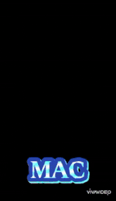 the word mac is displayed on a dark background