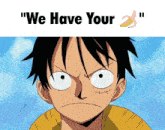 a picture of monkey d luffy says " we have your "