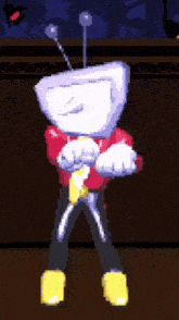 a pixel art drawing of a man with a white head