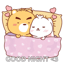 good night cute sleeping bedtime hearts