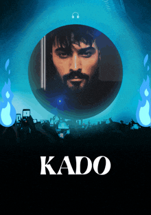 a picture of a man with a beard and the word kado on the bottom