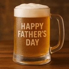 a beer mug with the words happy father 's day written on it
