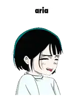 a cartoon drawing of a girl with the name aria above her head