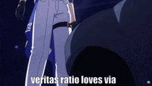 a person standing next to a car with the words veritas ratio loves via above them