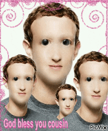 a picture of a man 's face with the words god bless you cousin