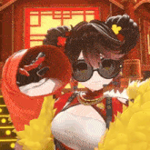 a cartoon character with sunglasses and a megaphone