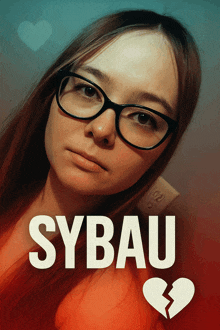 a woman wearing glasses and the name sybau on the bottom