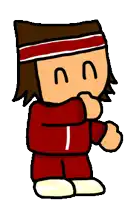 a cartoon character with a red shirt that says tl on it