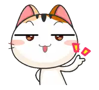 a cartoon cat is giving a thumbs up with a red exclamation point