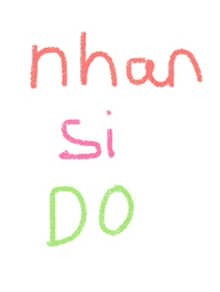 a white background with the words nhan si do written in pink and green